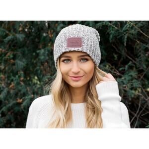 Love your Melon Slouchy Speckled Black and White Beanie Cotton Cozy Hat USA Made